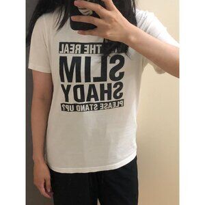 White Slim Shady T Shirt Black Font Design